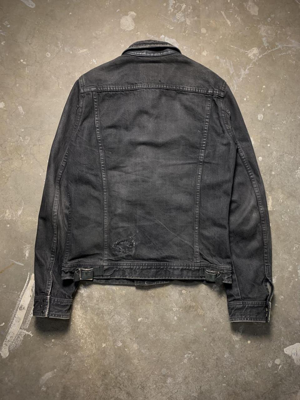 Isamu Katayama Backlash Leather Patch Distressed Denim Jacket