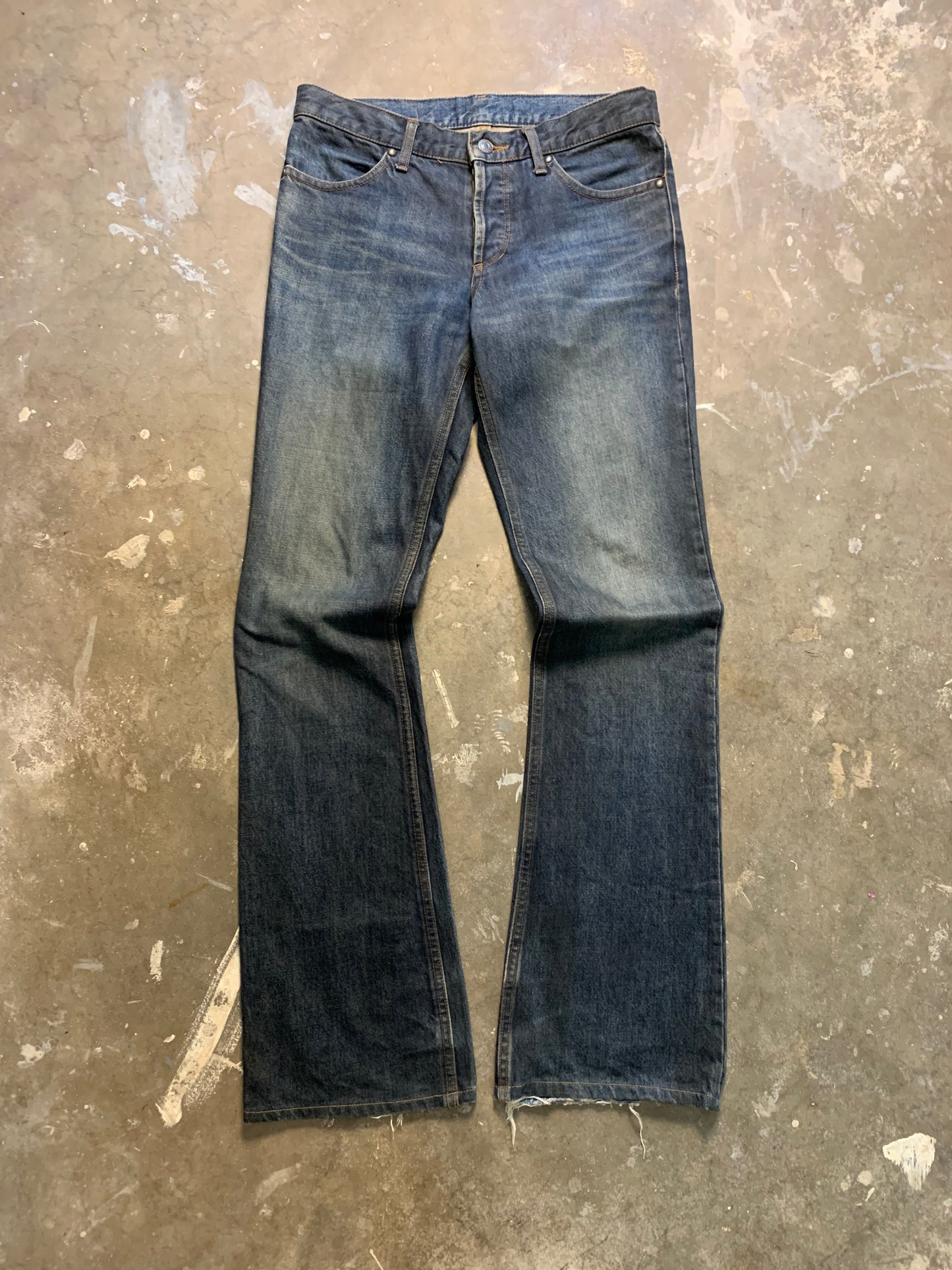 Shellac Cowhide Patch Flared Jeans