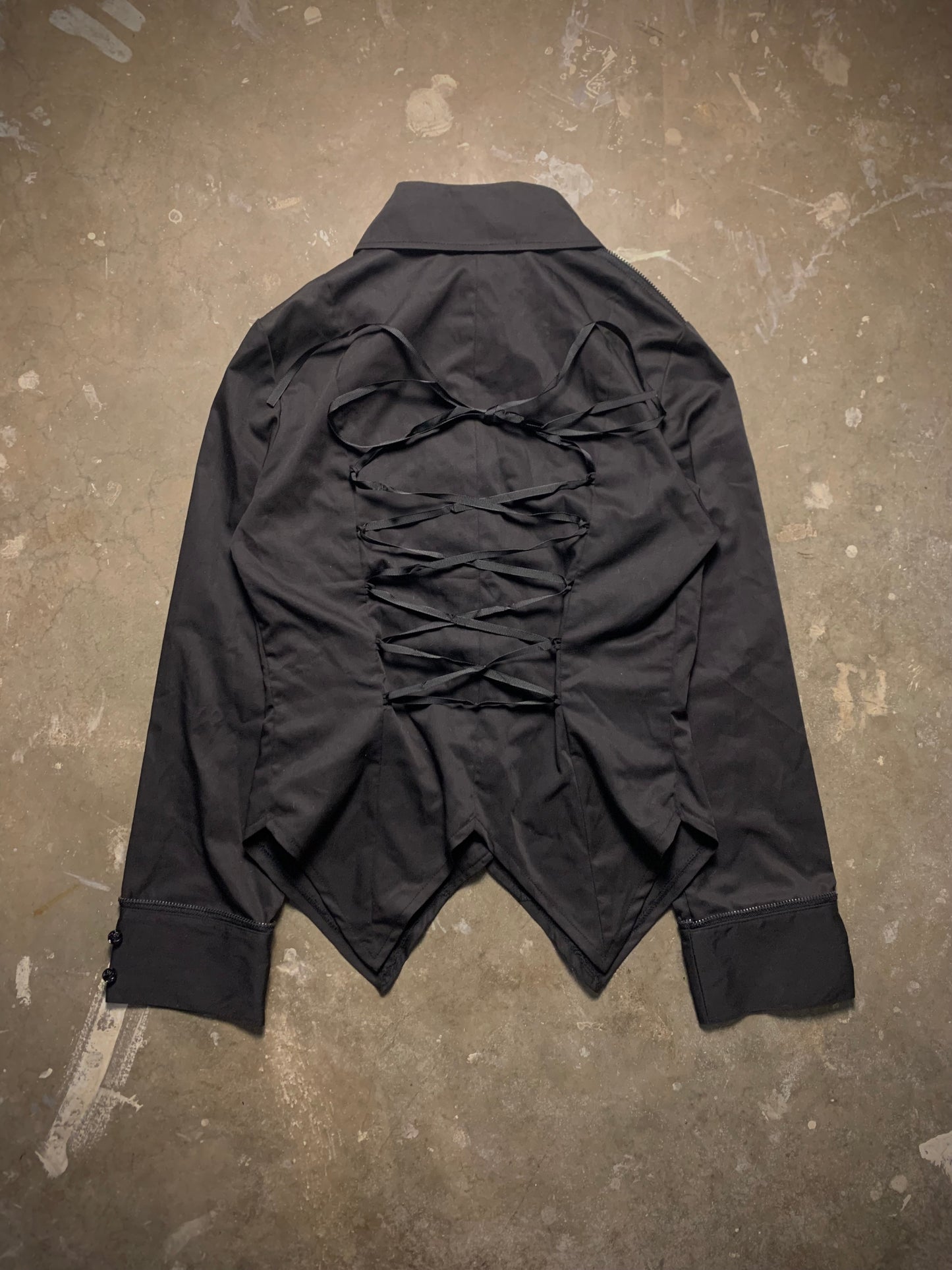 Body Line Lace Up Zipper Shirt