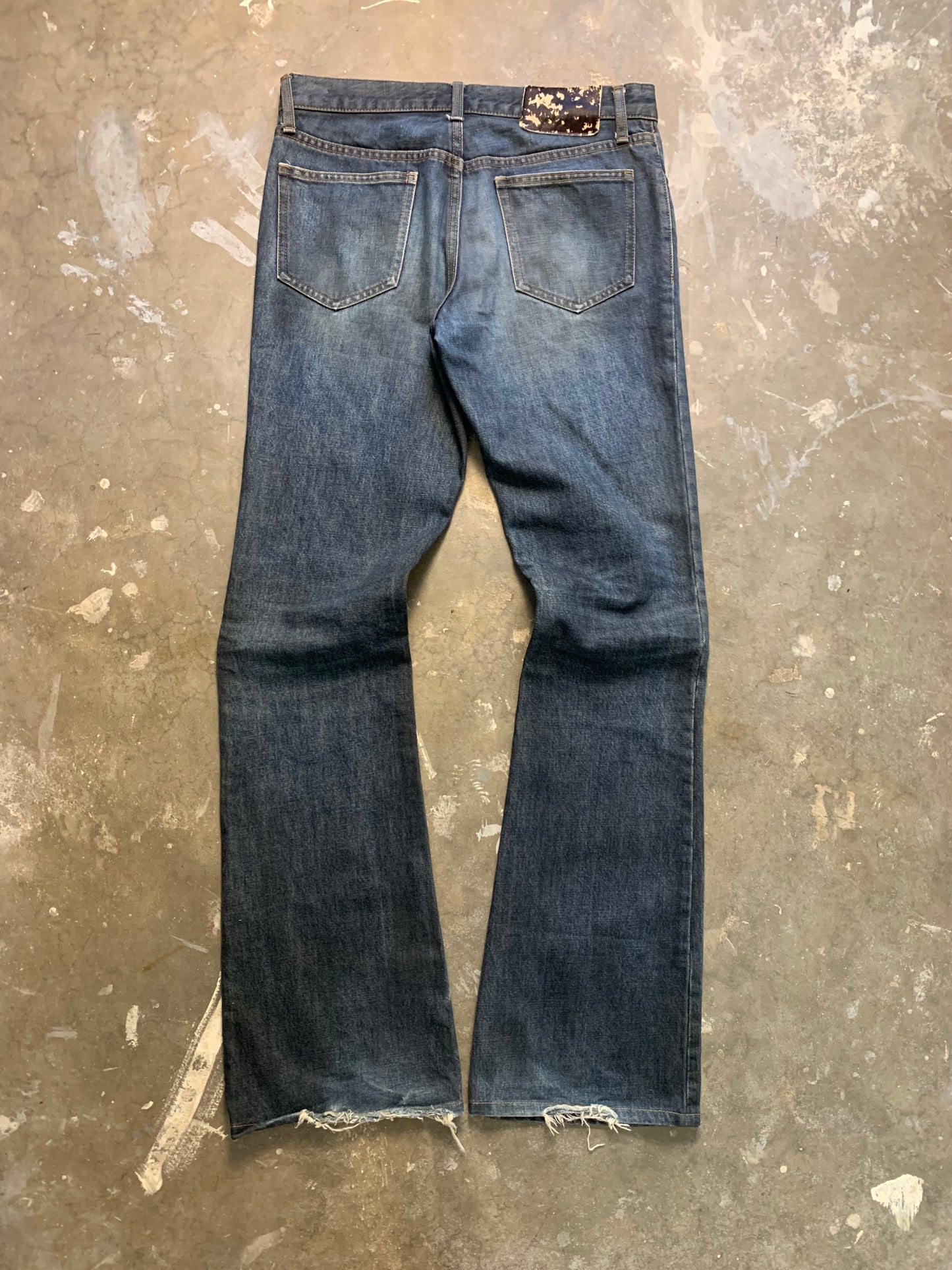 Shellac Cowhide Patch Flared Jeans