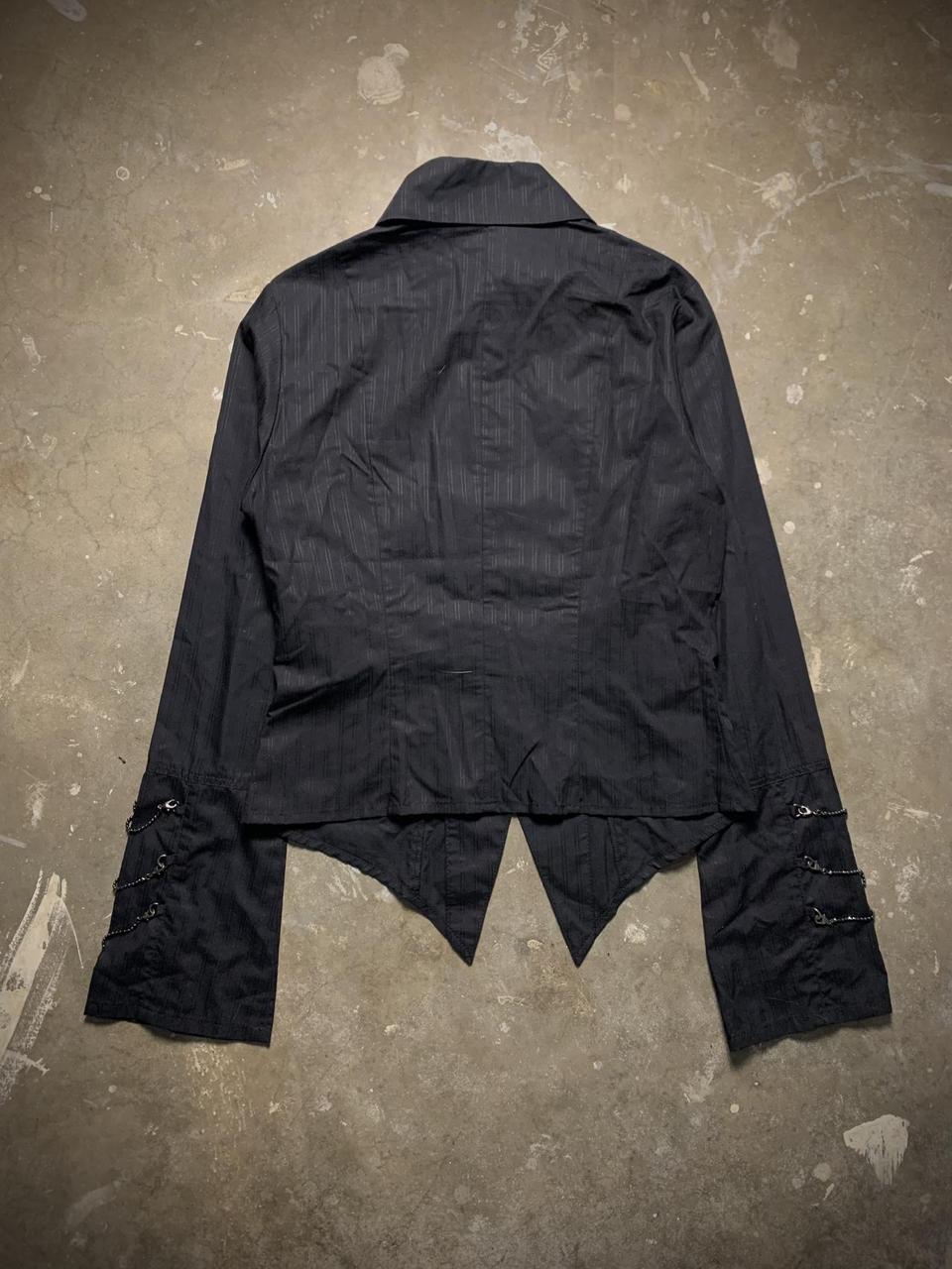 Black Peace Now Chain Pinstripe Vampire Dress Shirt
