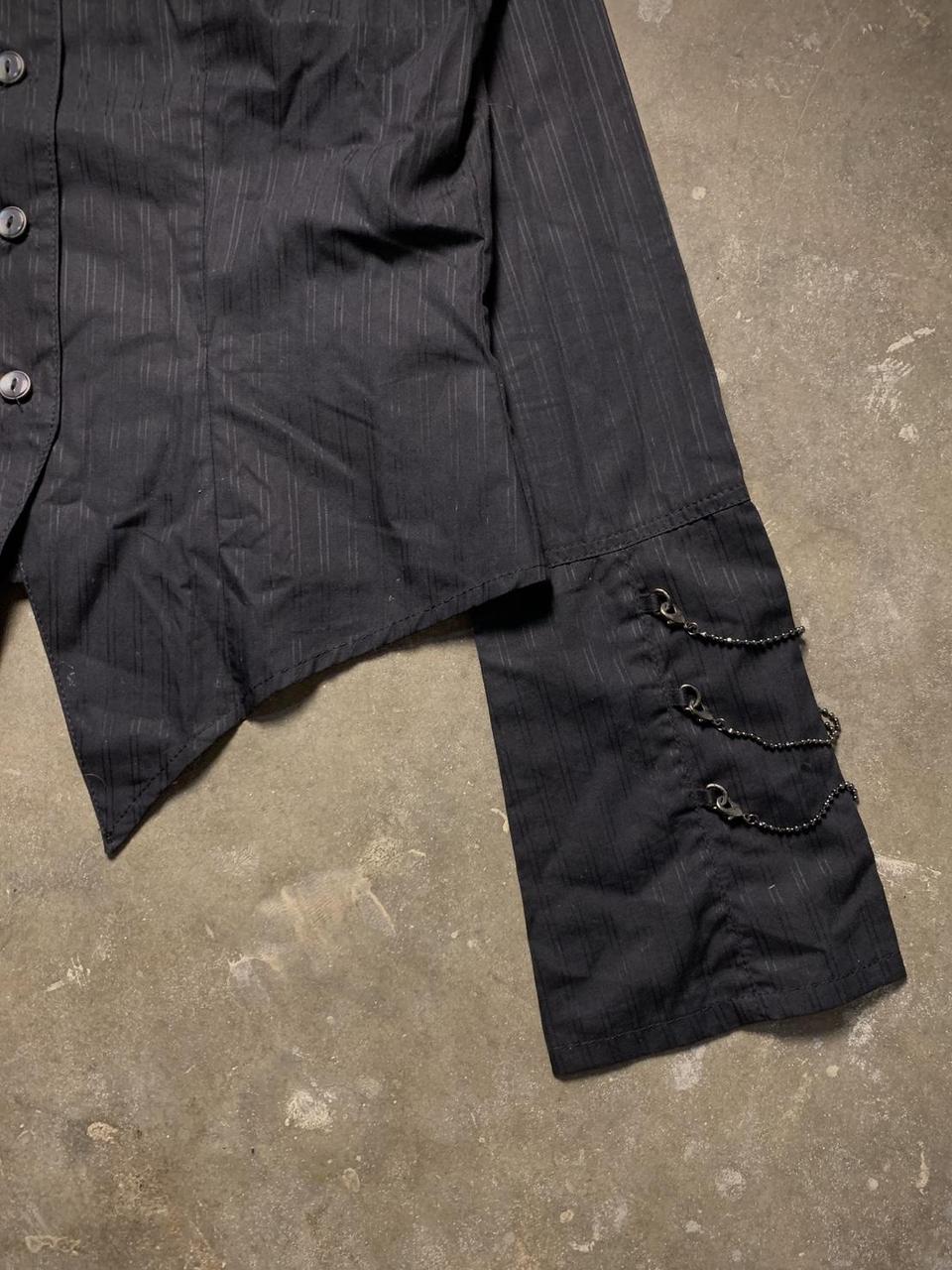 Black Peace Now Chain Pinstripe Vampire Dress Shirt