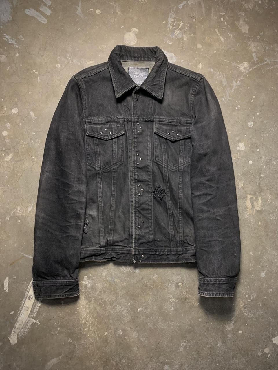Isamu Katayama Backlash Leather Patch Distressed Denim Jacket